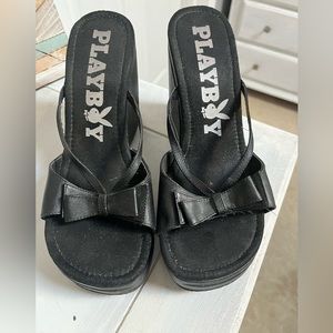 Black Playboy Wedge shoes size 8